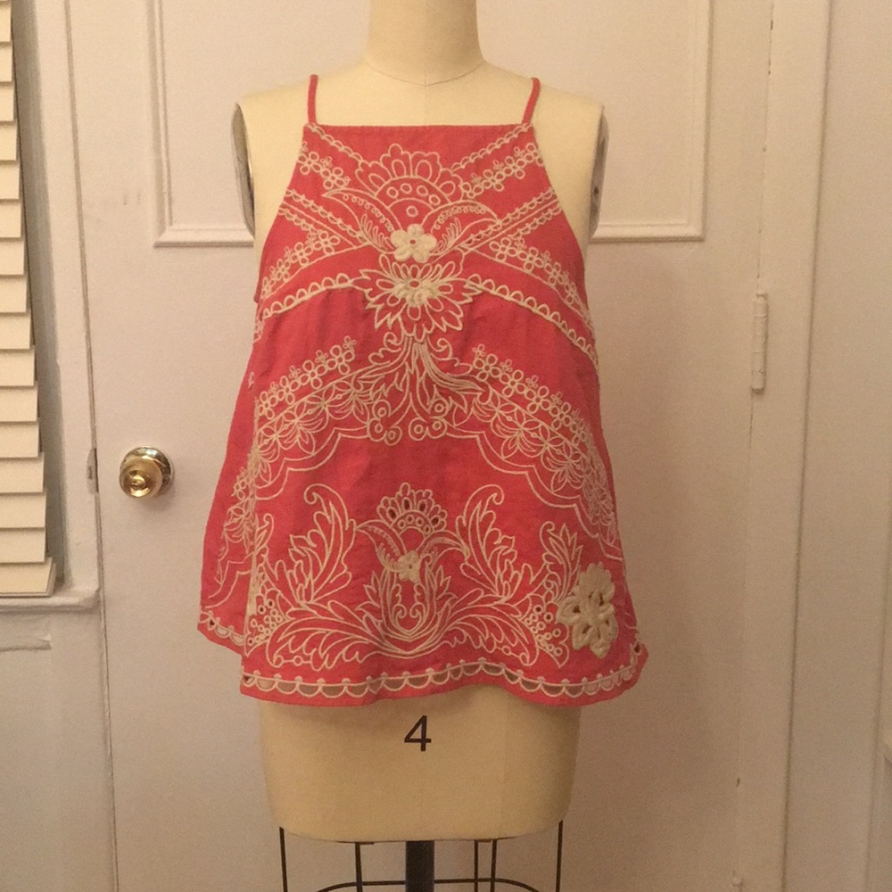 Embroidered thin strap blouse